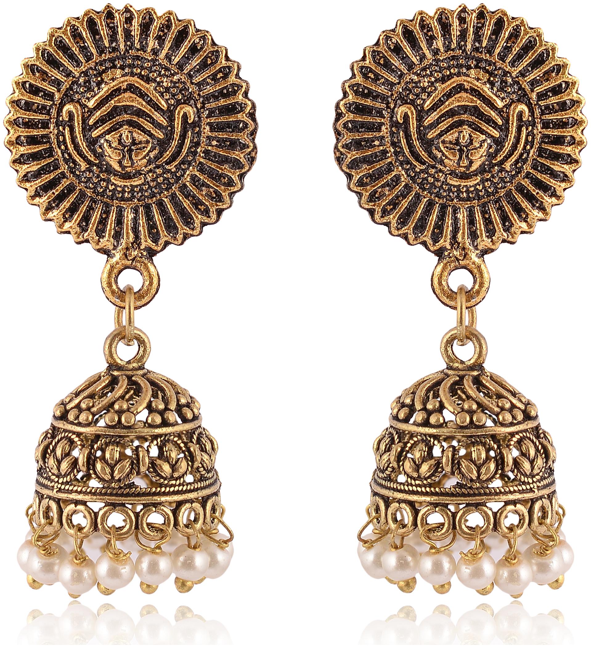 

Fashion for sure Gold Brass Jhumki Earrings For Women (E266 1)