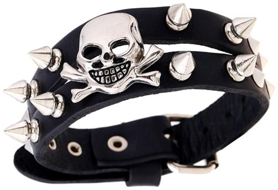 

Fashion for sure leather bracelet with restoring ancient ways men skull leather bracelet (J128)