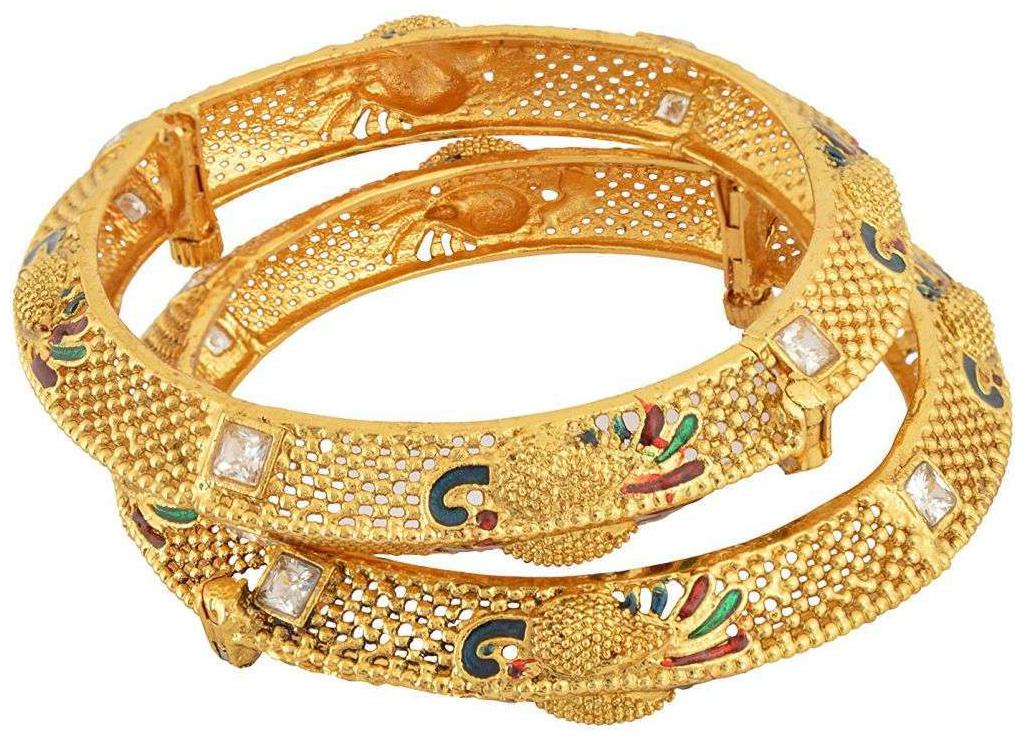 

Fashion For Sure Gold Brass Bangle Set for Women - Set of 2 (Size 2 6 B51)
