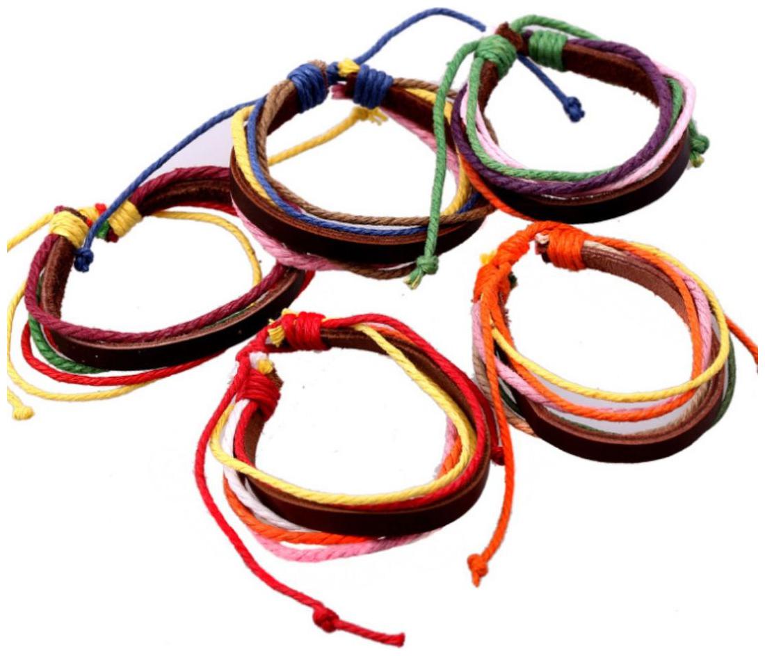 

Fashion for sure 5 LEATHER BRACELET COMBO mixed color of woven leather bracelet combo for an epic style (J090)