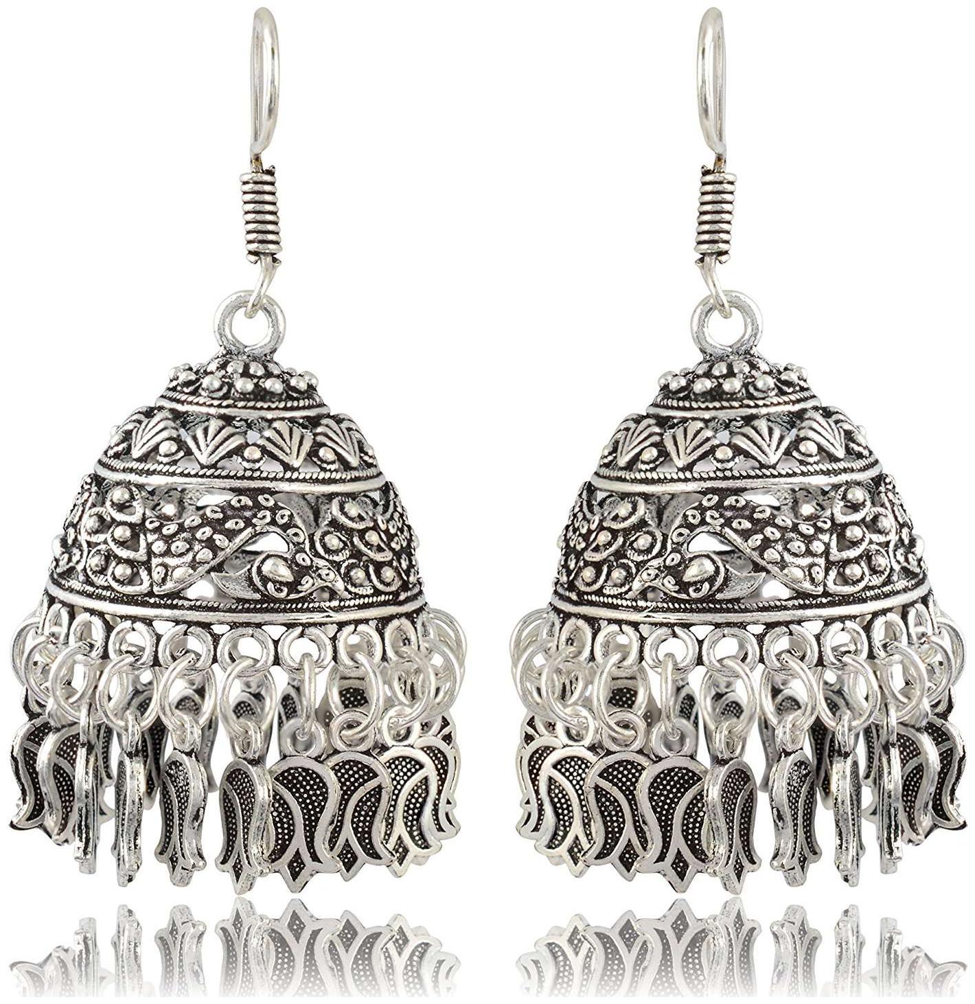 

Fashion For Sure Silver Brass Jhumki Earrings for Women (E173)