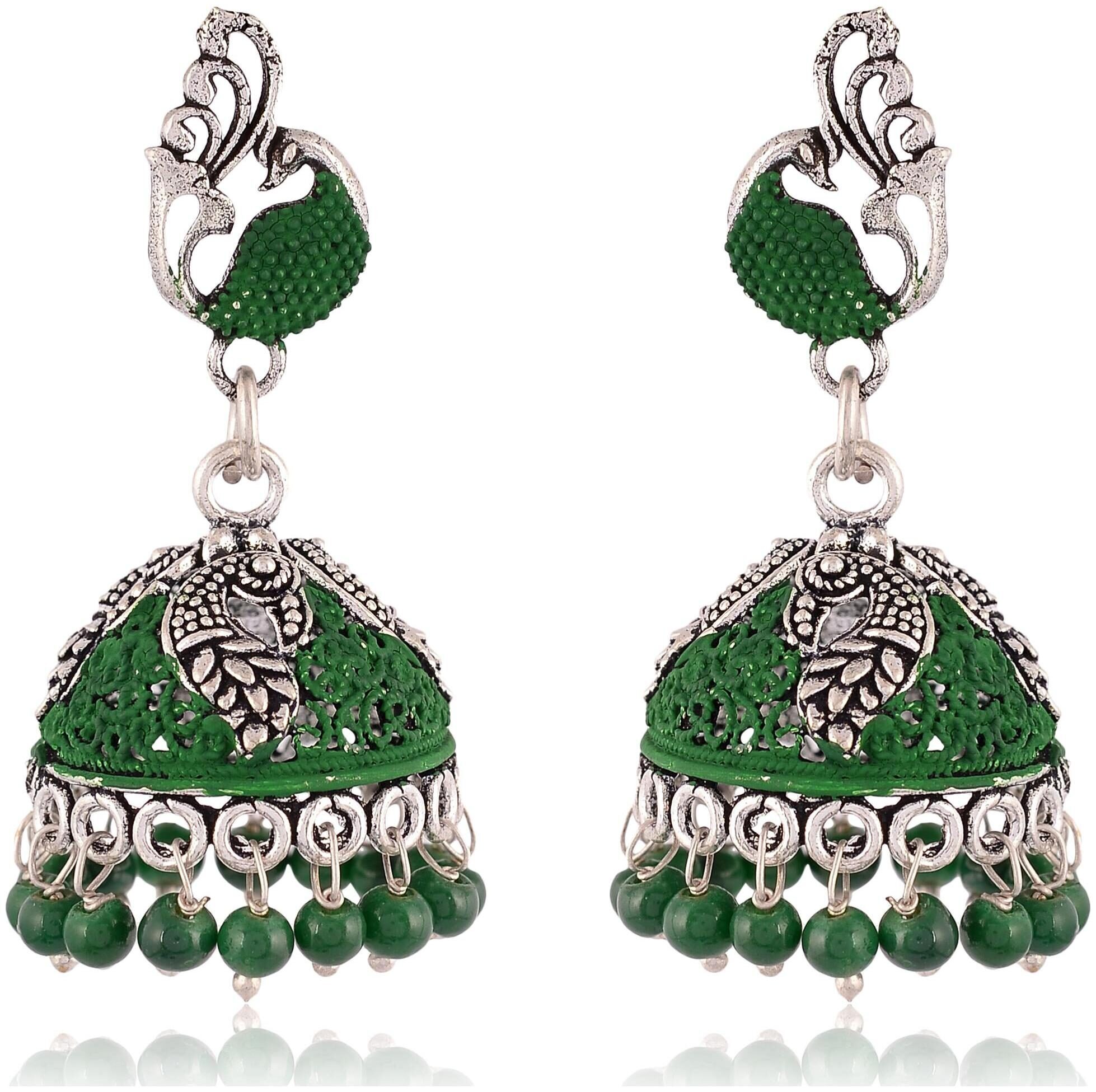 

Fashion for sure Green Brass Jhumki Earrings For Women (E168 1)