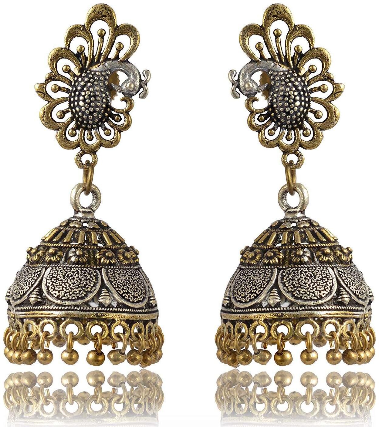 

Fashion For Sure Silver Gold Brass Jhumki Earrings for Women (E150)