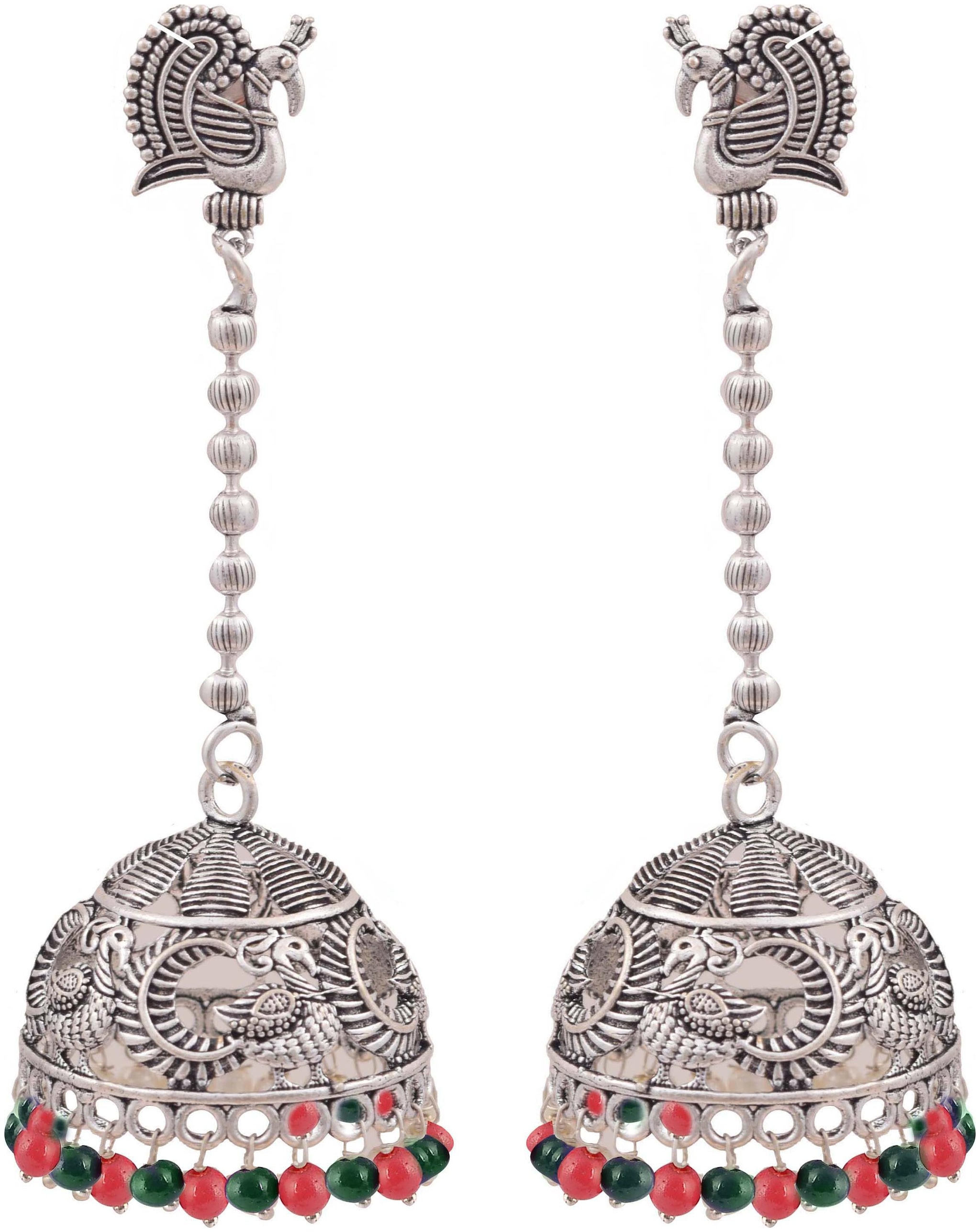 

Fashion For Sure Sterling silver colored bead Earrings (E549 RED GREEN)