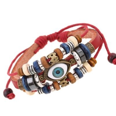 

Fashion for sure hot-selling Europe and the United States jewelry Retro beaded eyes leather bracelet Both men and women Unisex leather bracelet (J091)