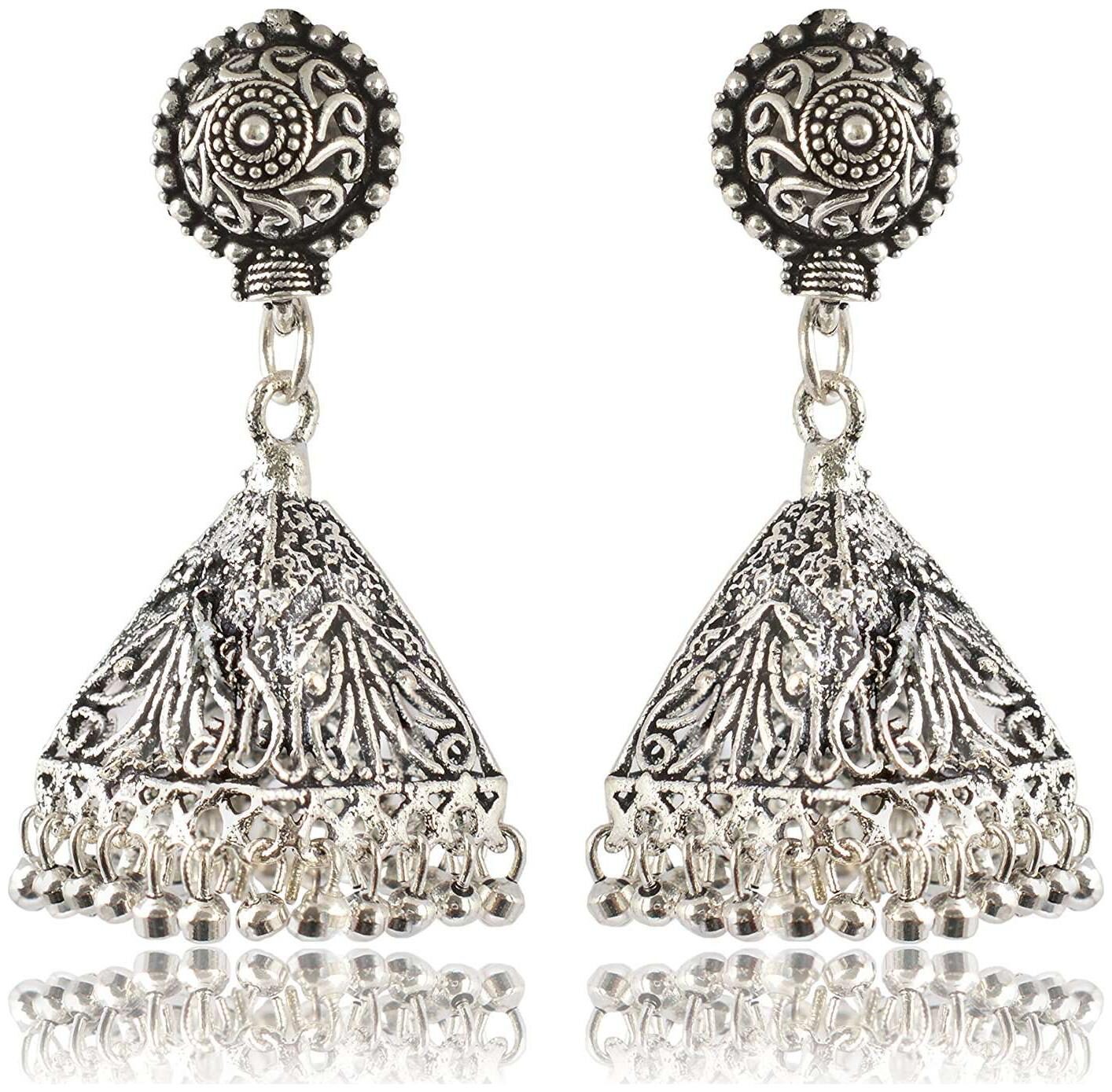 

Fashion For Sure Oxidized Silver Jhumki Earrings for Women (E241)