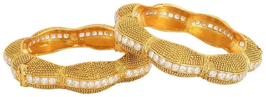 

Fashion For Sure Gold Brass Bangle Set for Women - Set of 2 (Size 2 6 B70)