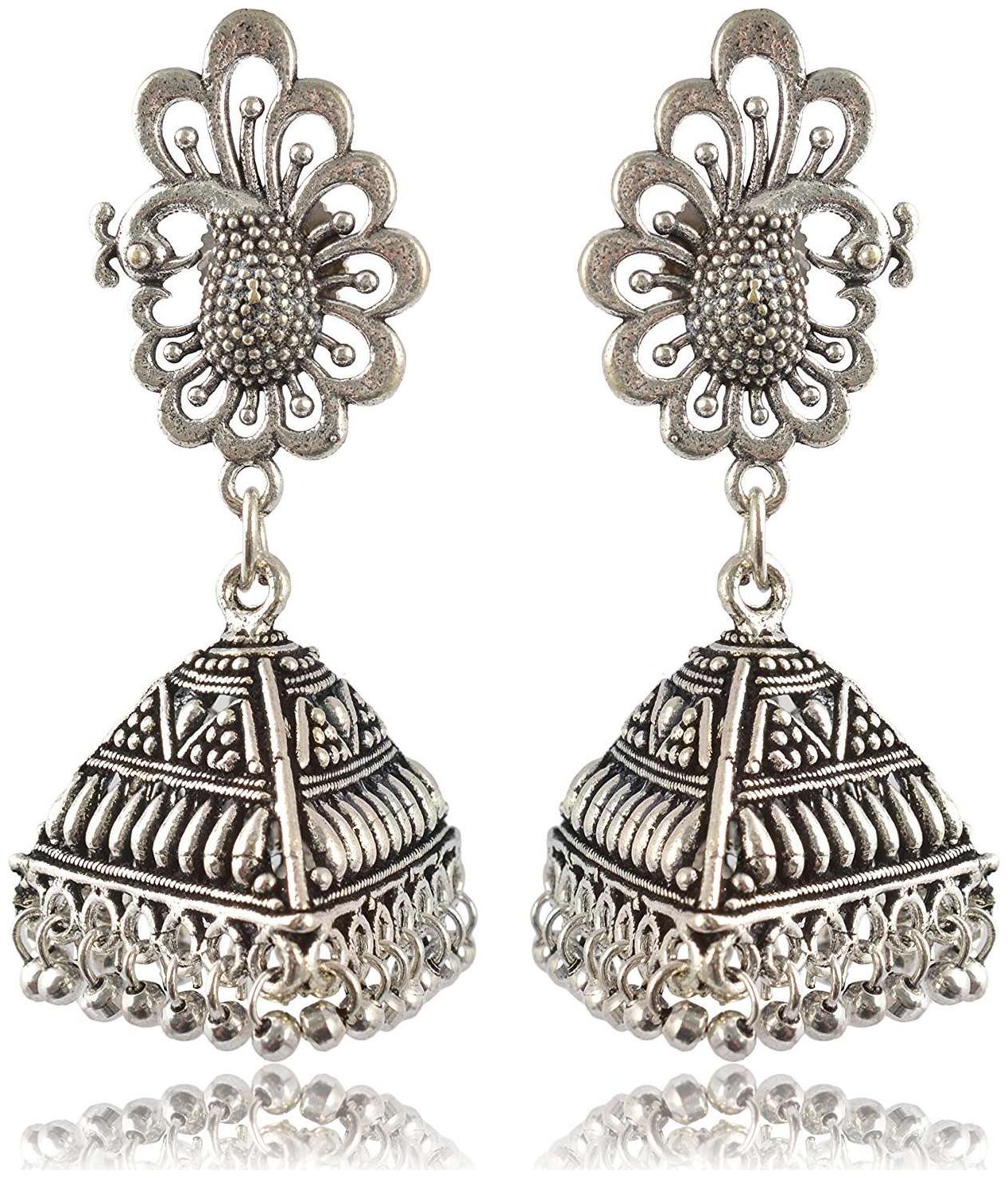 

Fashion For Sure Oxidized Silver Jhumki Earrings for Women (E257)