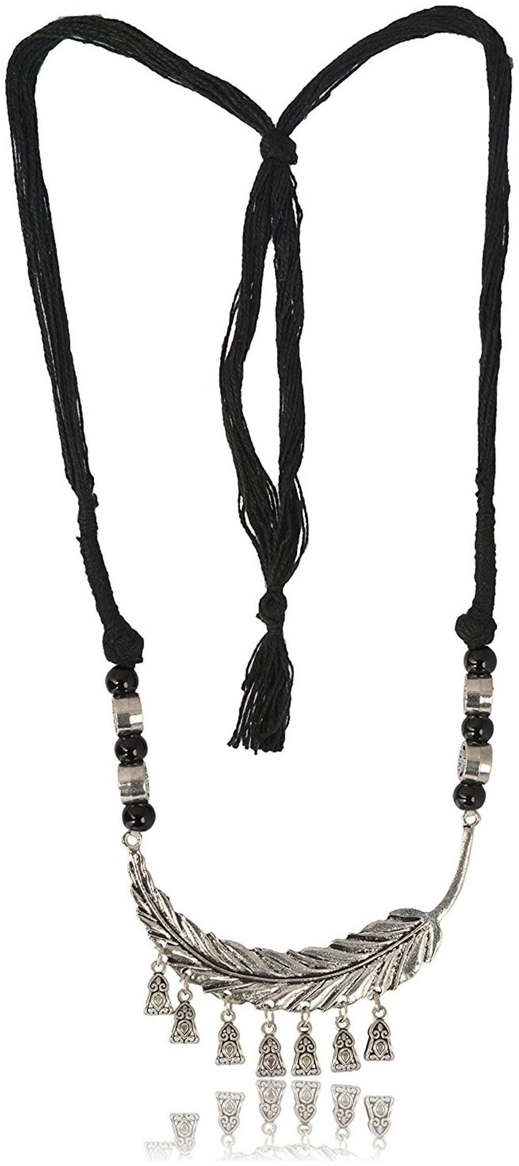 

Fashion For Sure Silver and Black Oxidized Silver Strand Necklace for Women (N99)