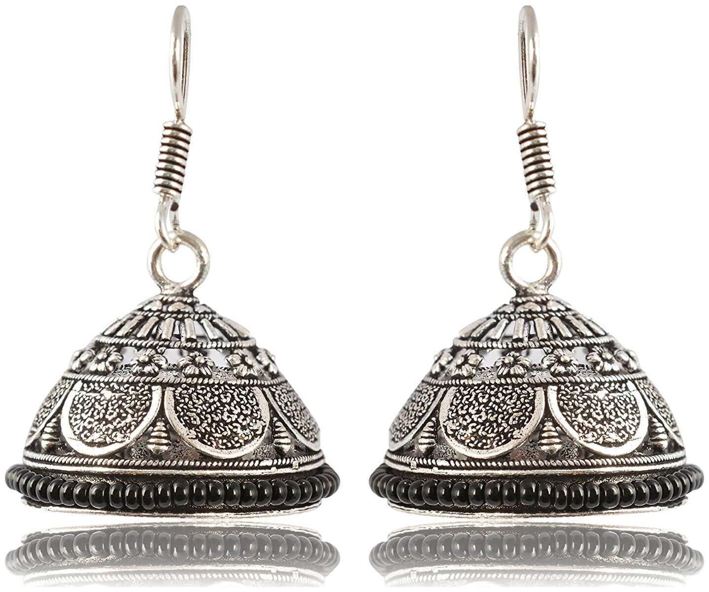 

Fashion For Sure Oxidized Silver Jhumki Earrings for Women (E252)