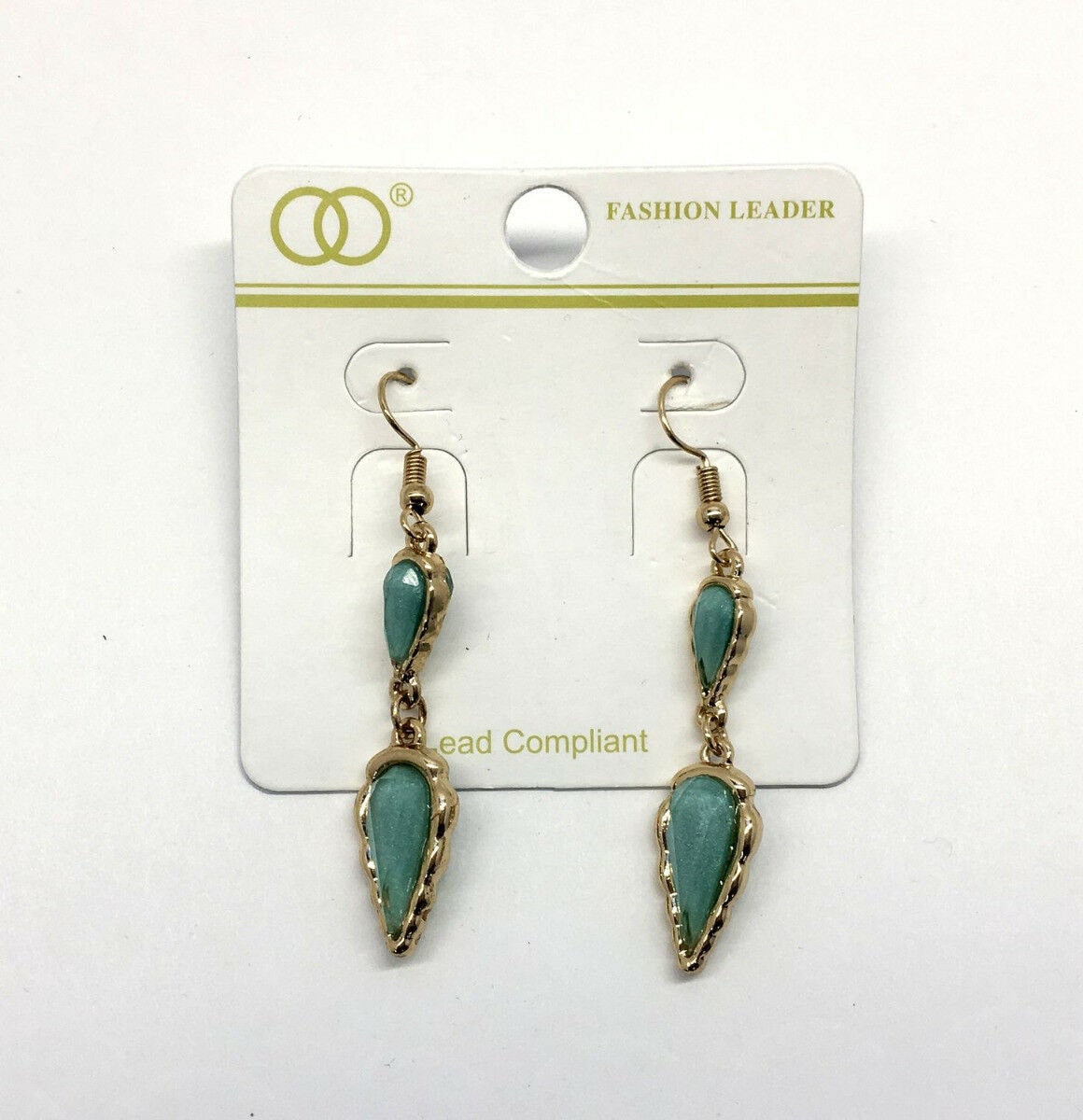 

Fashion Leader Dangle Earrings Pearl Turquoise With Golden Finish NEW Z0 16