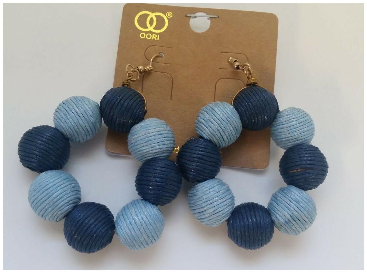 

Fashion Trendy Navy BLUE Winding Wax Cord Yarn Balls Earrings Z3-16 22