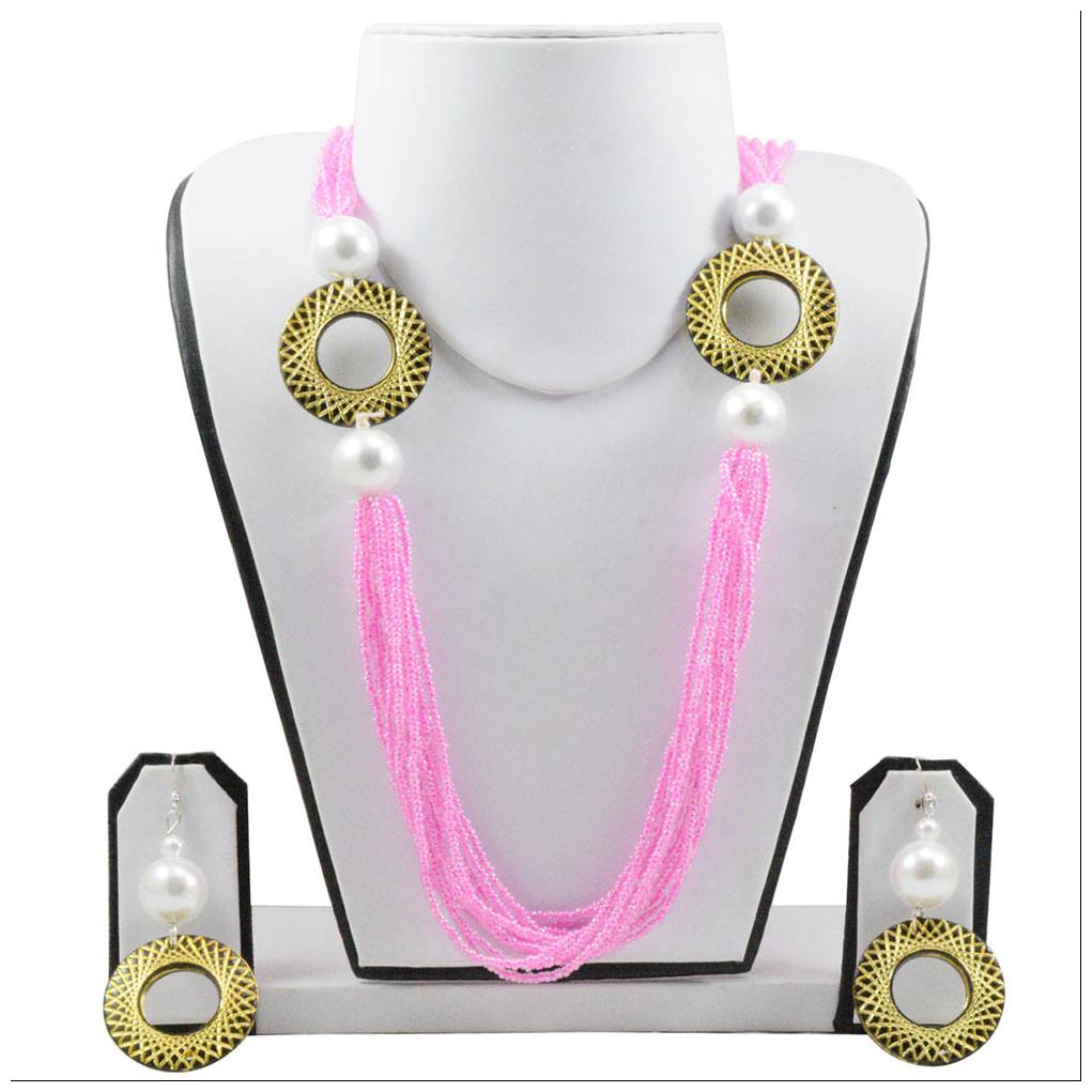 

Fashionvalley Pink Jeko Moti Designer Necklace