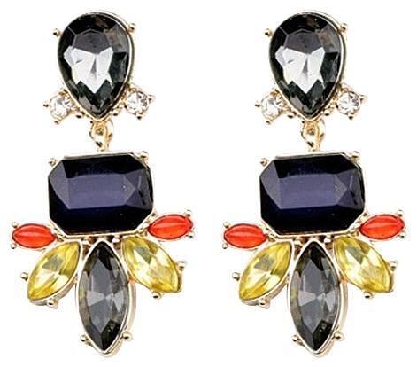 Femnmas Black Gemstone Studded Chandelier Celebrity Earring
