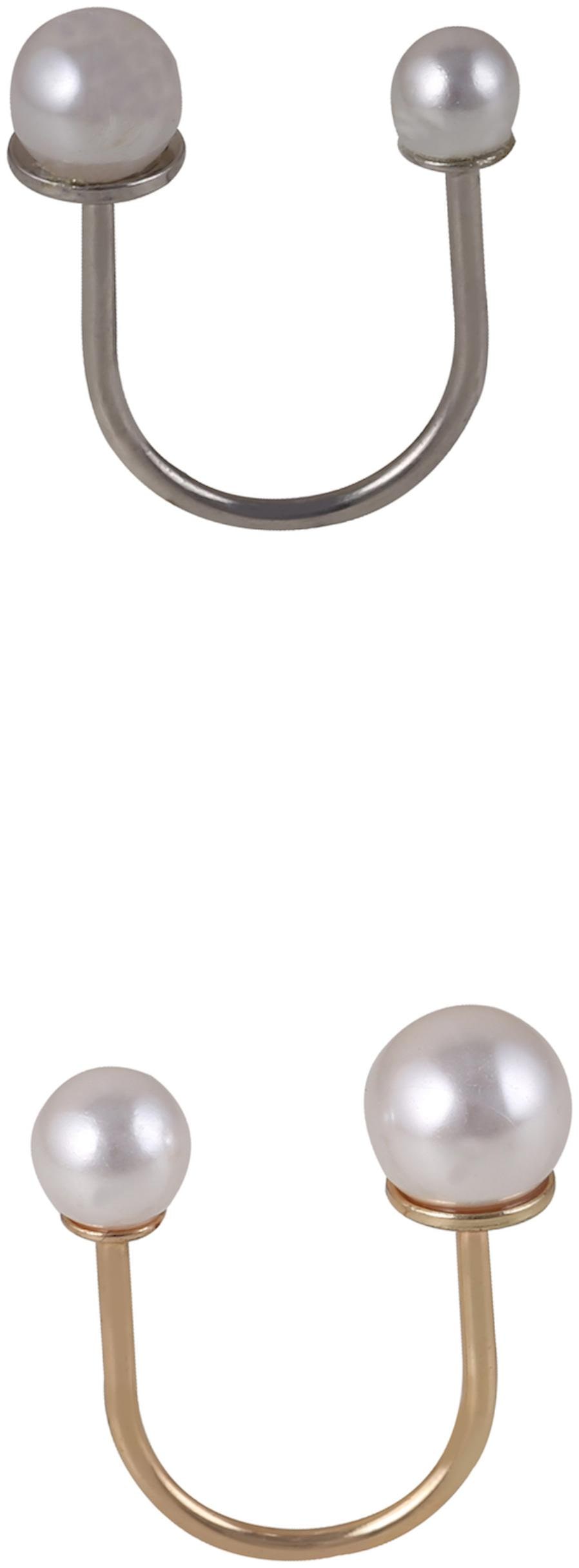 

FemNmas Silver Gold Platinum Plated Elegant Classic Pearl Adjustable Ring for Women (Pack of 2 Ring)