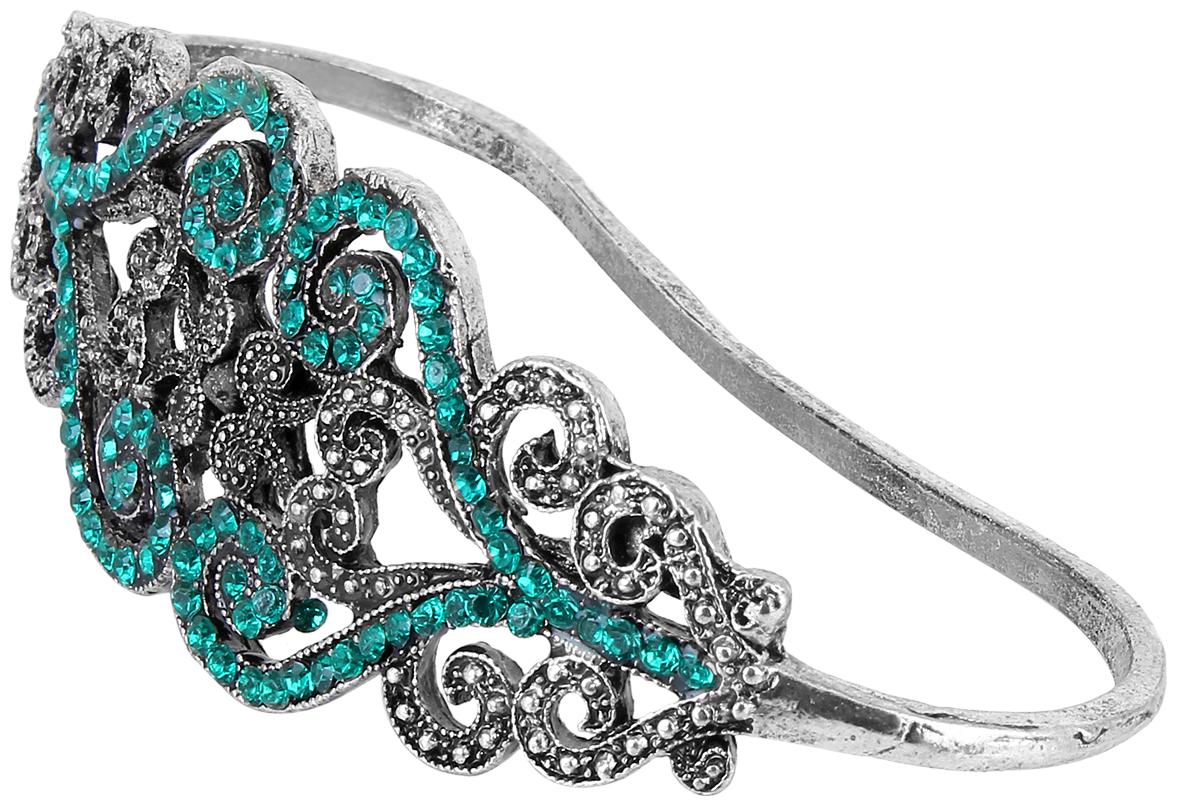 

FemNmas Stone Studded Sterling Silver Palm Hand Bracelet for Women Women