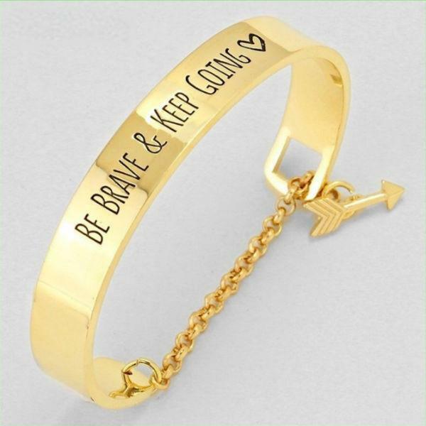 

FLASH SALE - Be Brave Keep Going Bangle Bracelet - Stainless Steel