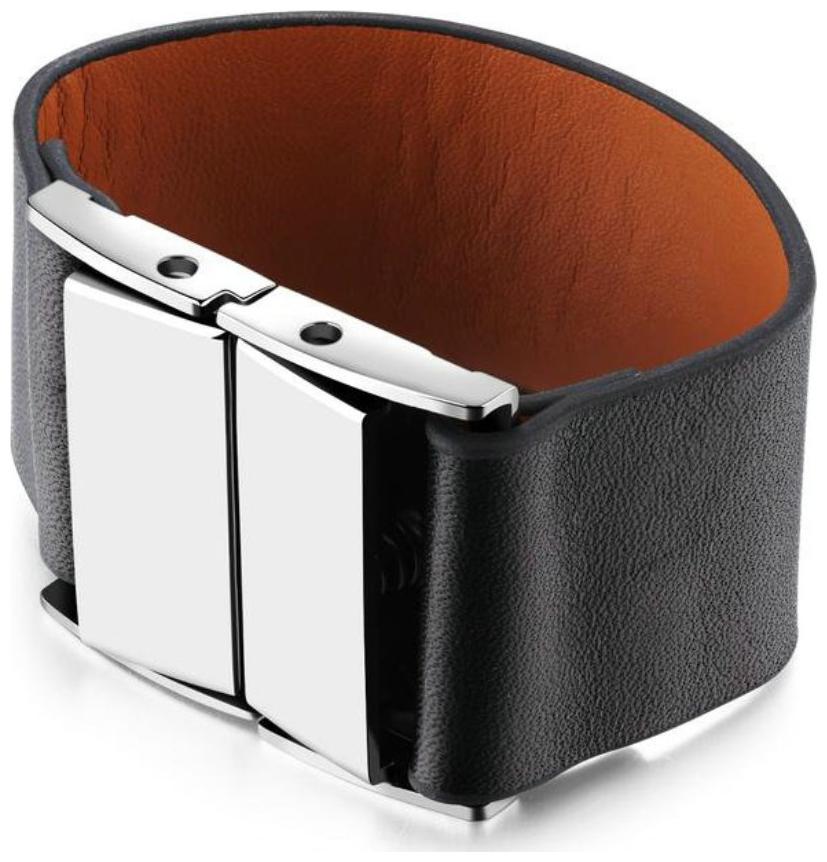 

Flat black pure Leather with finished silver lock Bracelet H13