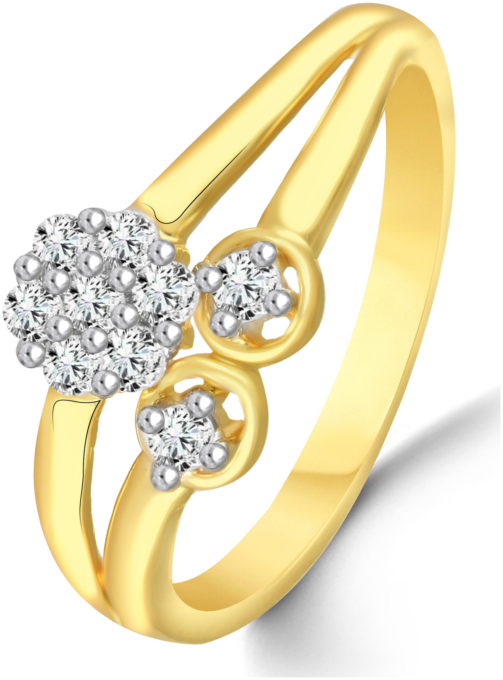 

Floral Diamond Studded Gold Plated Alloy Brass Cz American Diamond Finger Ring for Women Girls