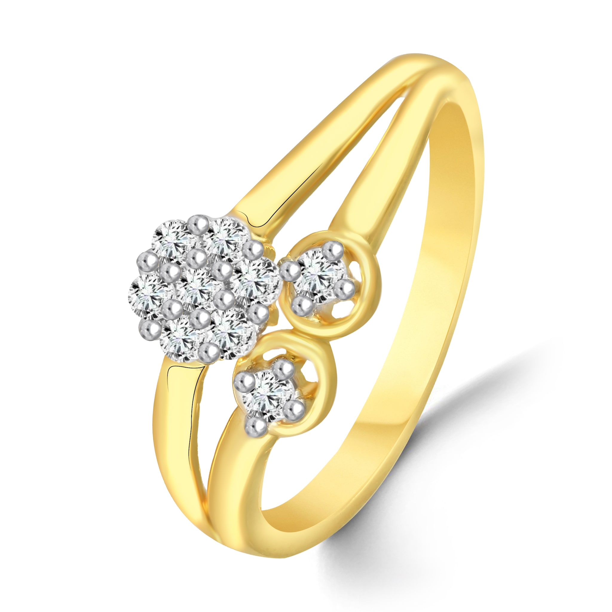 

Floral Diamond Studded Gold Plated Alloy Brass Cz American Diamond Finger Ring for Women Girls