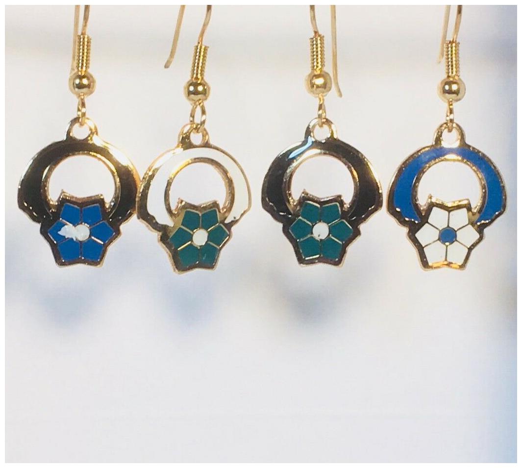 

FLOWER Dangle Earrings Stefano Vintage new Cloisonne Factory Prices Gold Plate