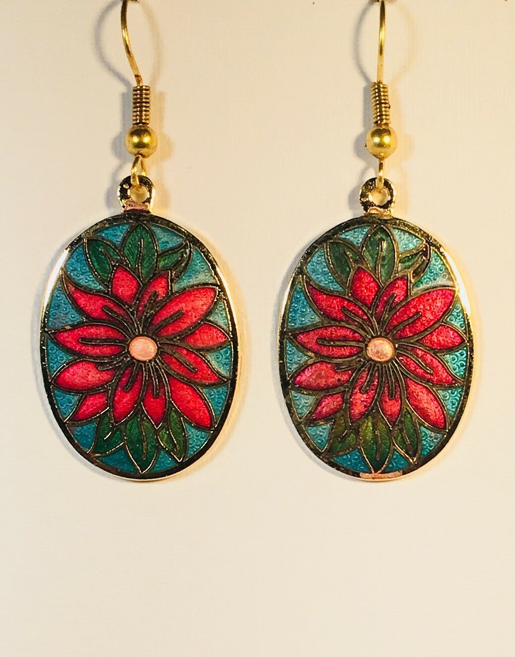 

FLOWER Dangle Earrings Stefano Vintage new Cloisonne Gold Plate Factory Prices