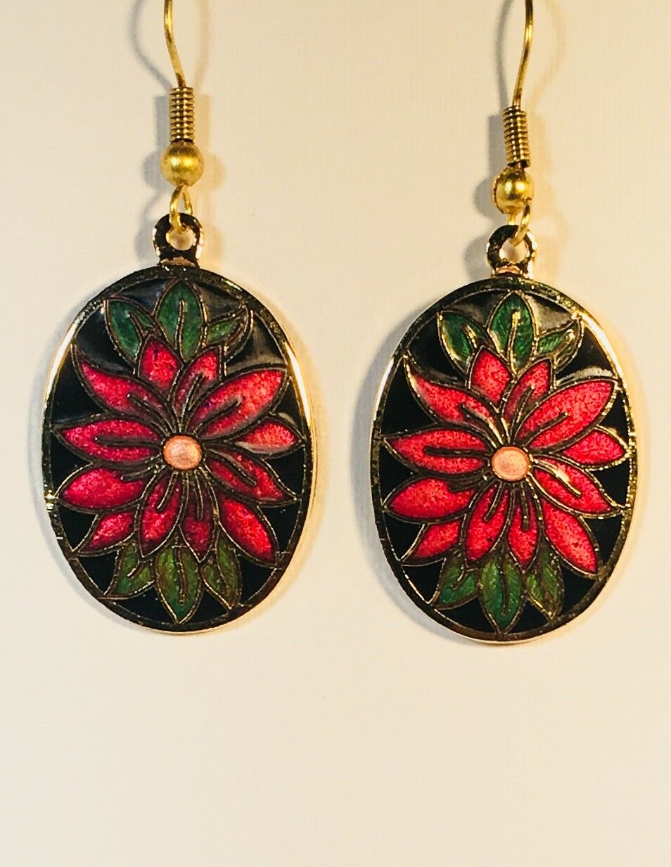 

FLOWER Dangle Earrings Stefano Vintage new Cloisonne Gold Plate Factory Prices