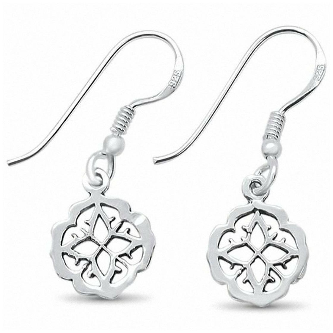 

Flower Fishhook Earrings 925 Sterling Silver Choose Color