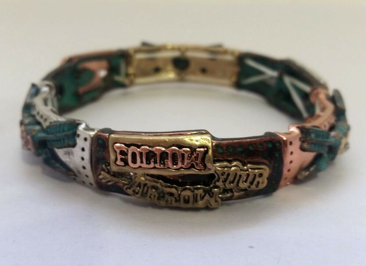 

Follow your Arrow 4-tone Patina Copper Metal Western Stretch Bracelet N10-4 22