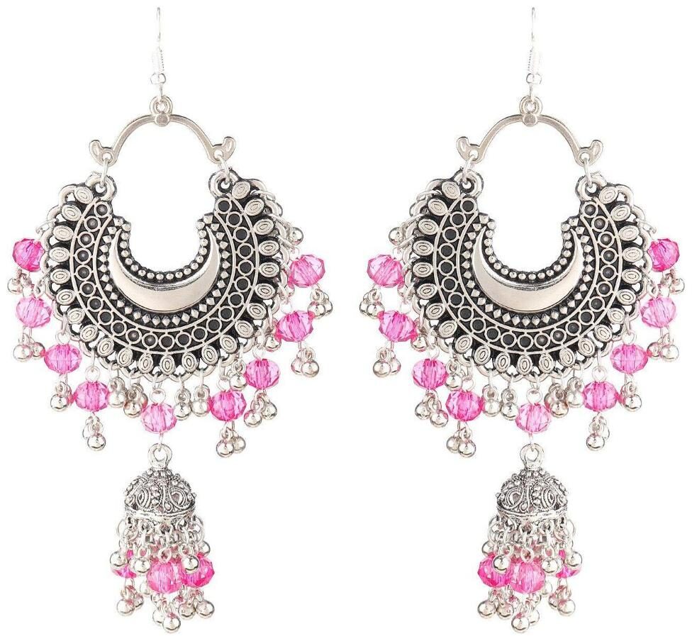 

Foxy Trend Afghani Silver Oxidised Dangle Chandbali Earrings Fancy Stylish Party Wear for Women