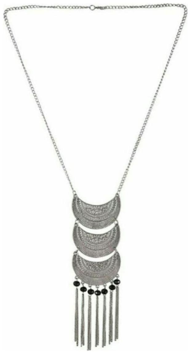 

Foxy Trend Silver Oxidised Classy Designer Crystal Beaded Drop Luxury Hot Selling Afghan Tribal Afghani Necklace