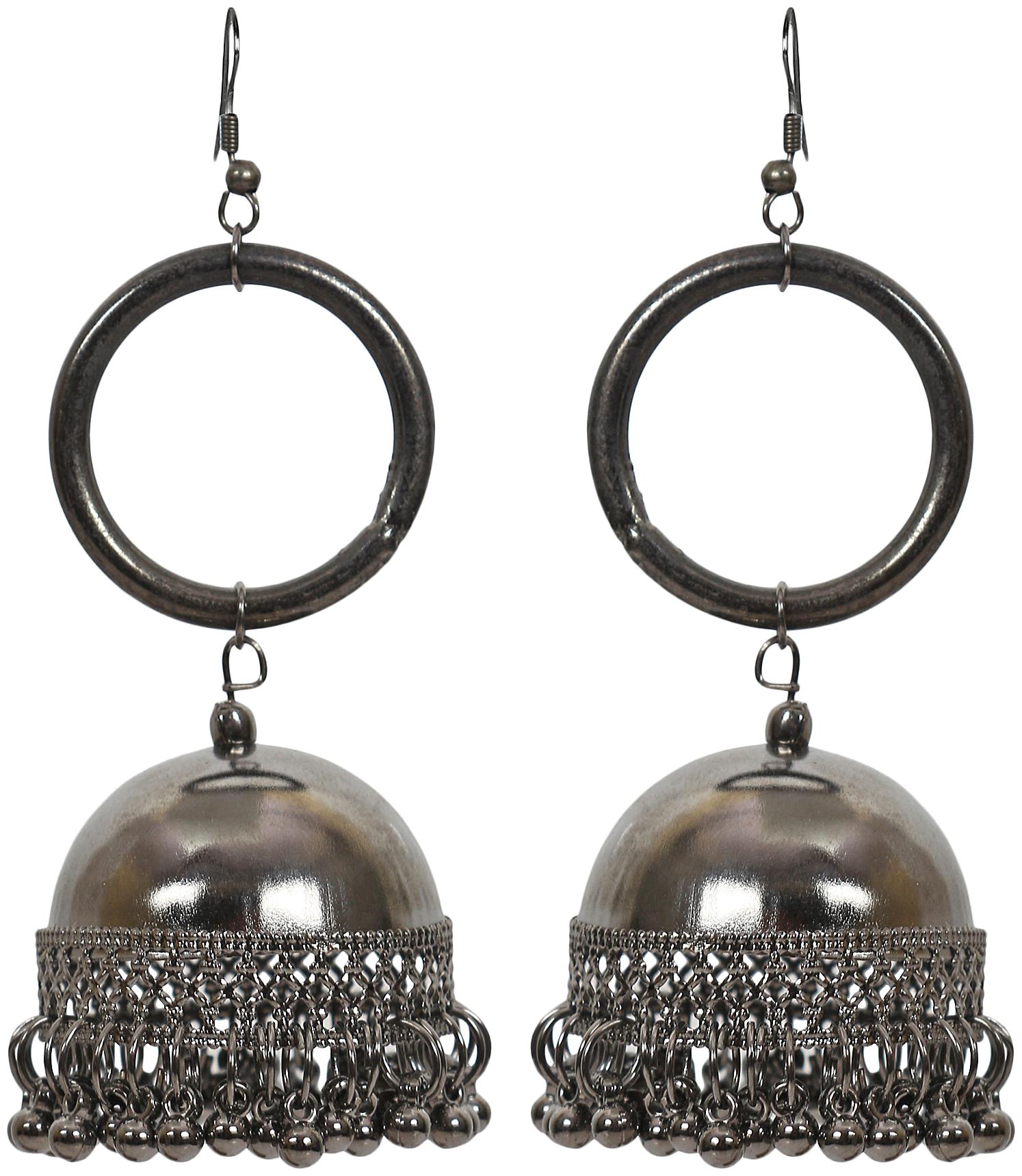 

Frolics India Designer Jhumki Style Black Alloy Drops Danglers Jhumki Earring