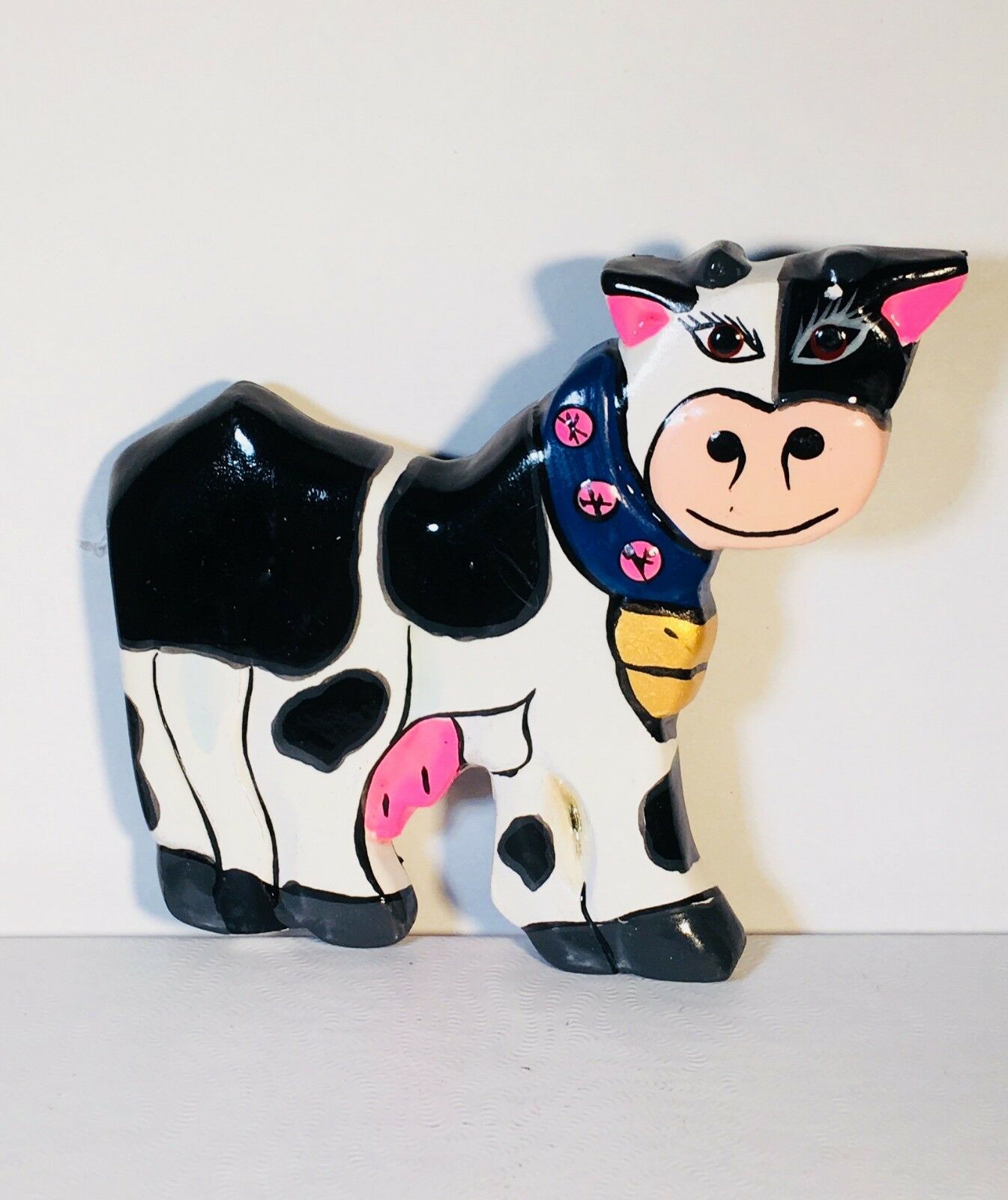 

FUN COW MAGNETS Dangle New Vintage BALI Handmade Colorful w Bell Collectible