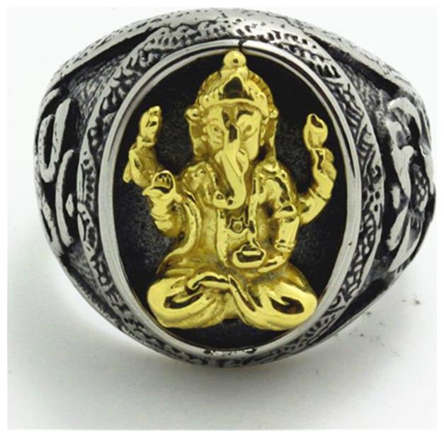 

SILVER GANESHA RING WITH GOLDEN TOUCH