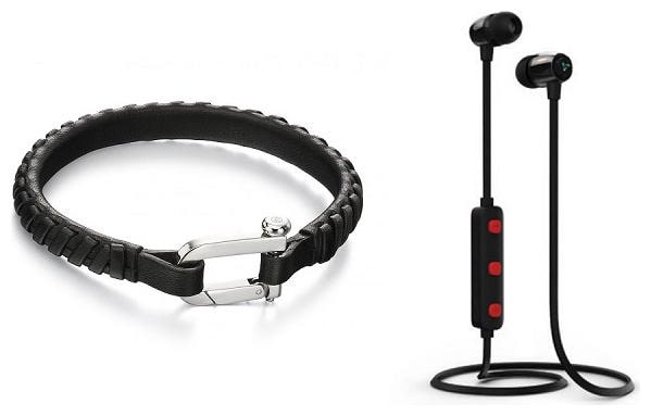 

GENSET BLACK LEATHER BRACELET WITH FREE H15 WIRELESS BLUETOOTH EARPHONE WITH MIC