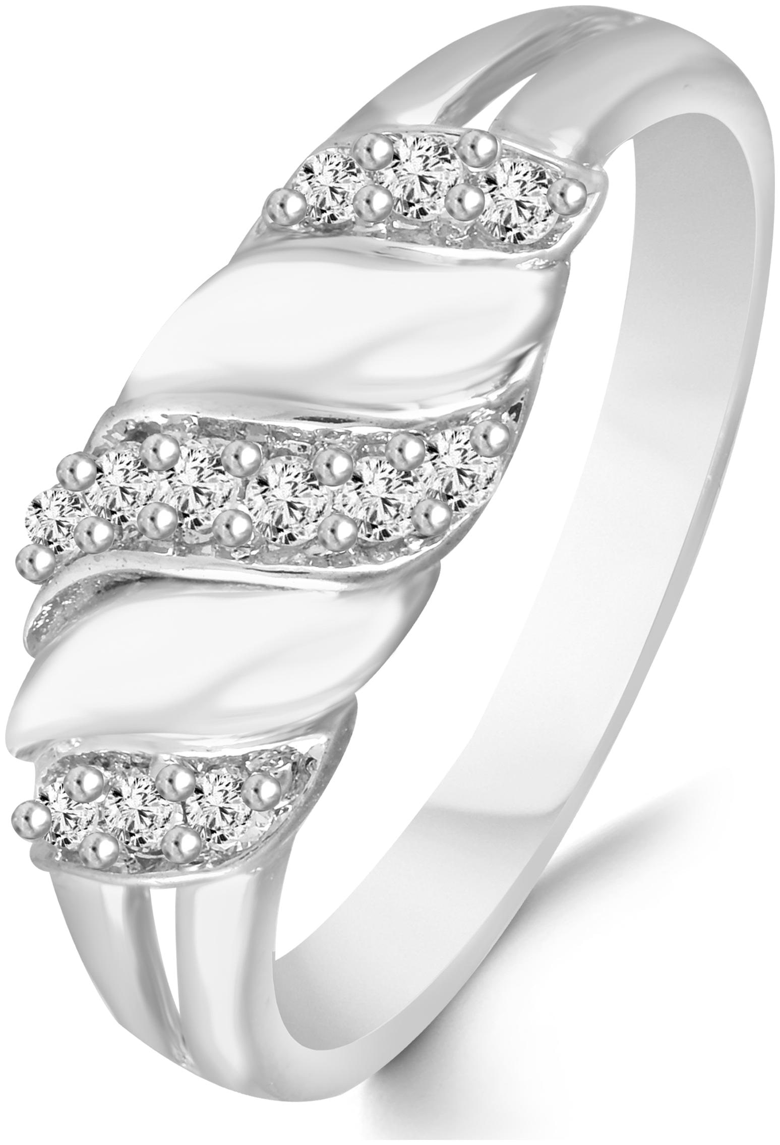 

Glittering Charm Diamond Studded Rhodium Plated Alloy Brass Cz American Diamond Finger Ring for Women Girls