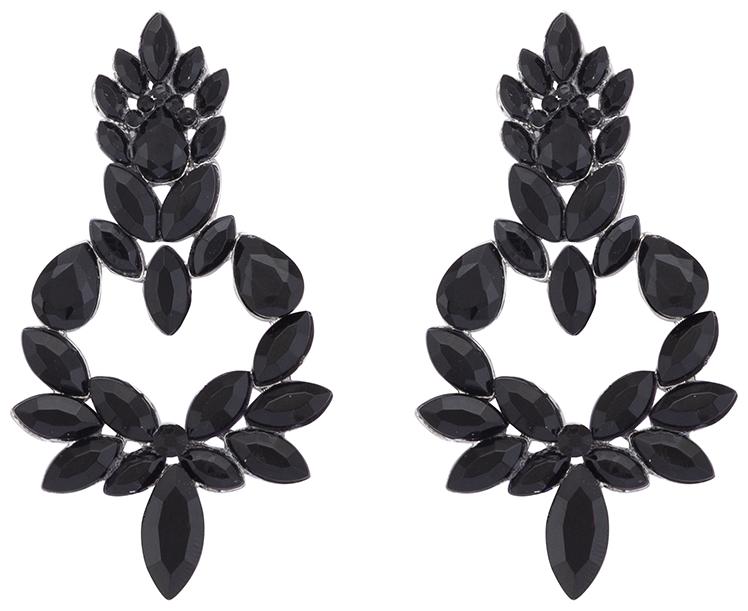 

Globus Black Stones and Beads Drop Earrings