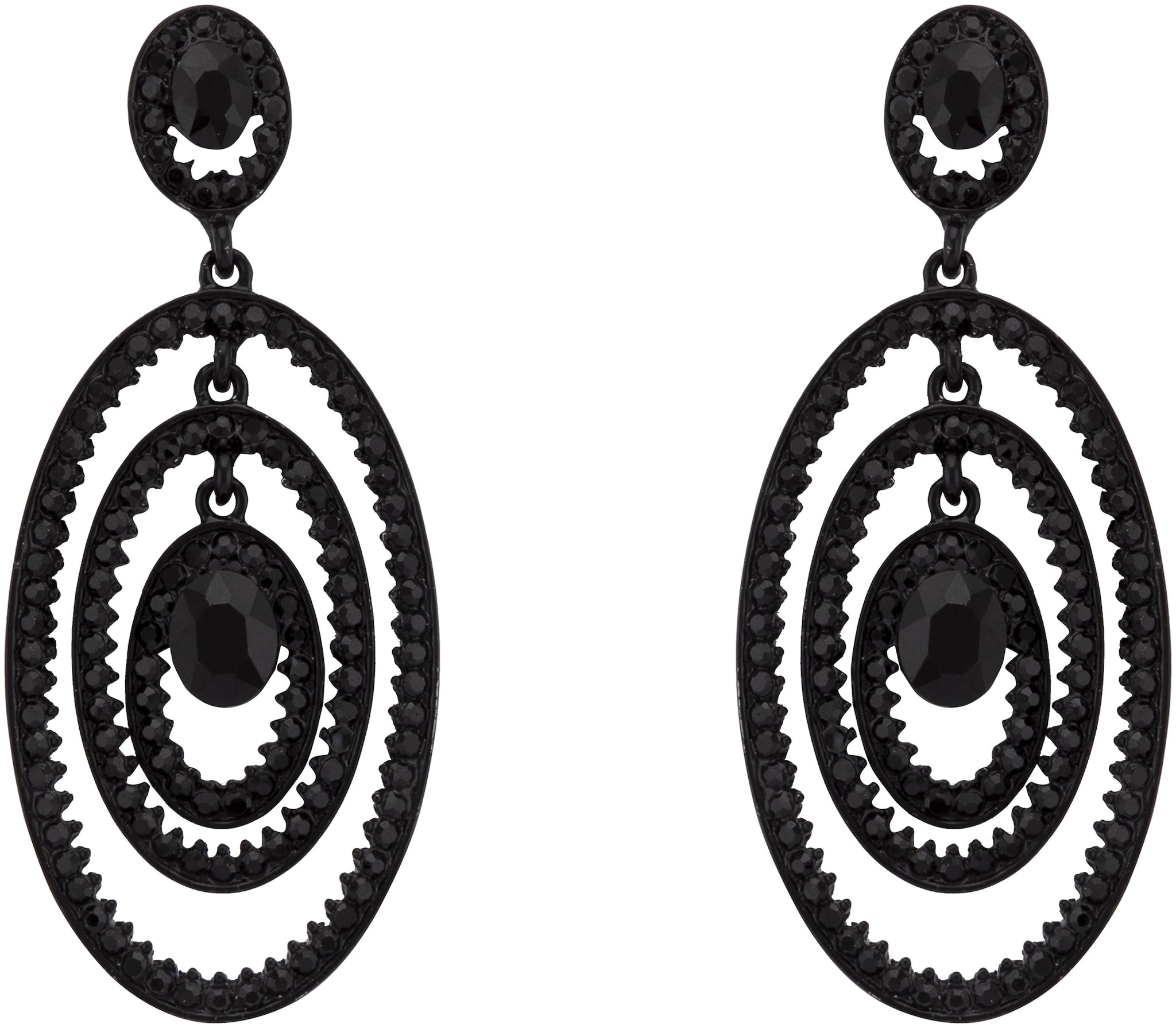 

Globus Multiple Hoop Black Dangling Earrings