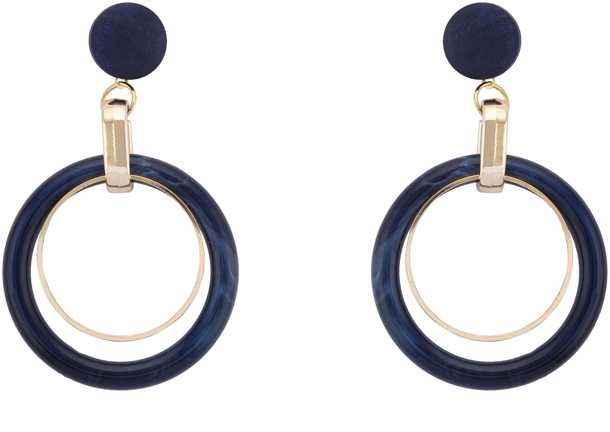 

Globus Navy Gold Hoop Dangle Earrings