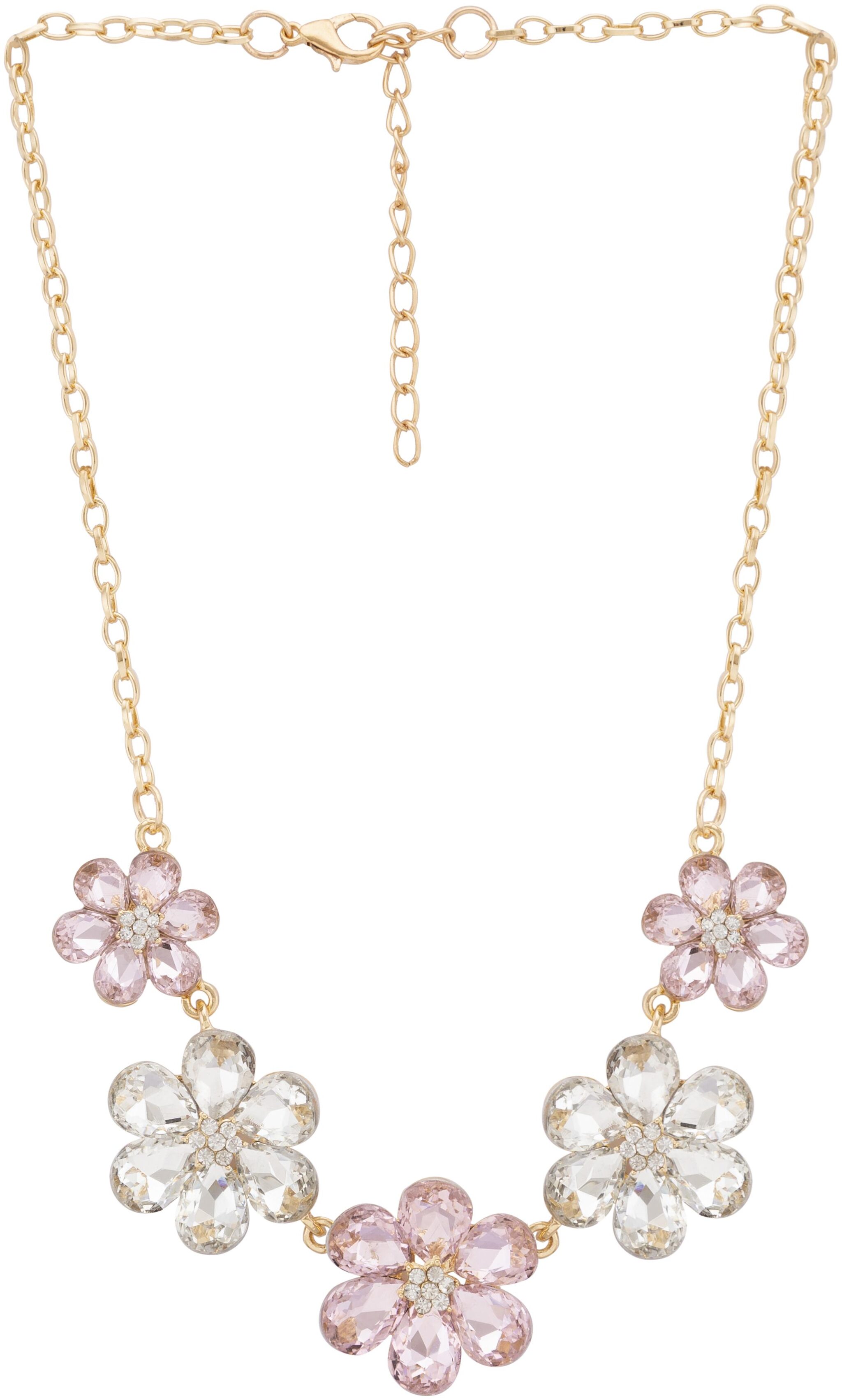 

Globus Pink White Stone Floral Gold Necklace