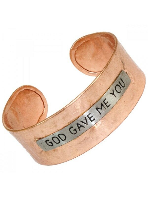

God Gave Me You Hammered Metal Cuff Statement Bracelet Wedding Birth Union