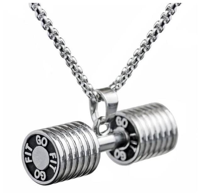 GoFit Dumbbell Fitness Pendant / Necklace Chain Jewellery For Men & Boys (3 Colors Available) By Stylish Teens
