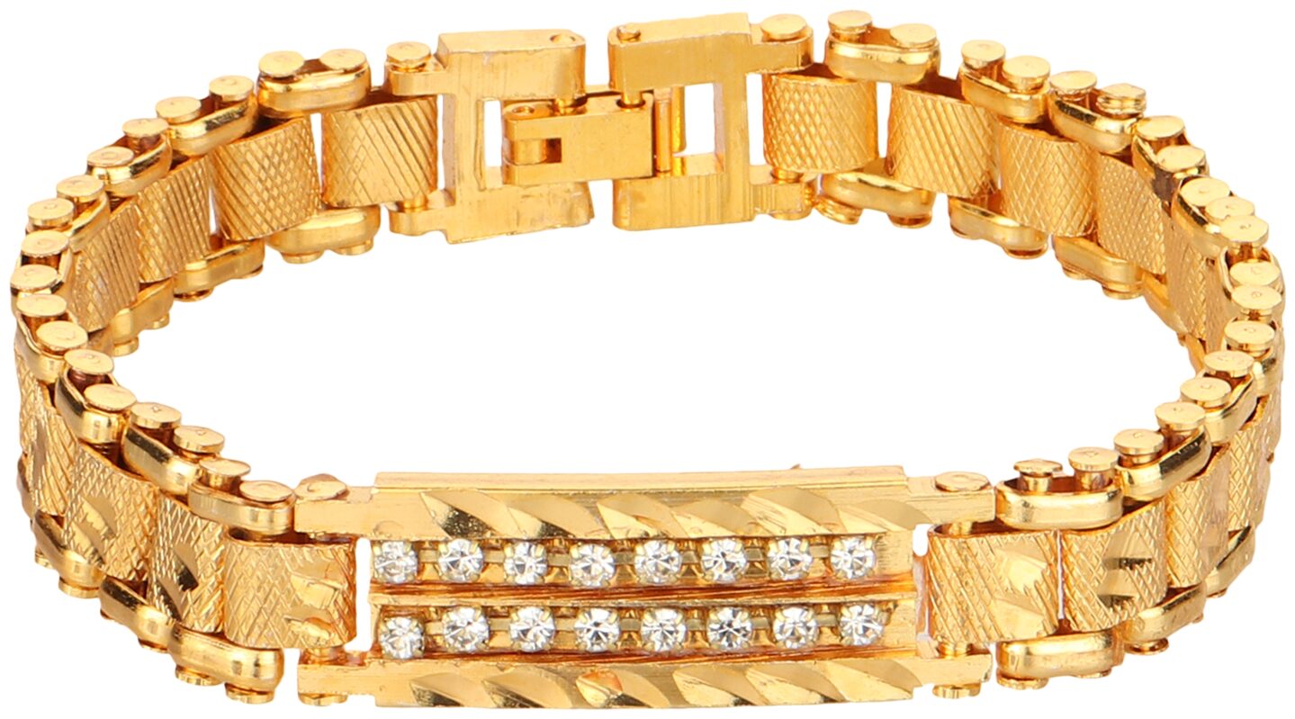 

Gold Nera Brass Crystal Gold-plated Bracelet For Men