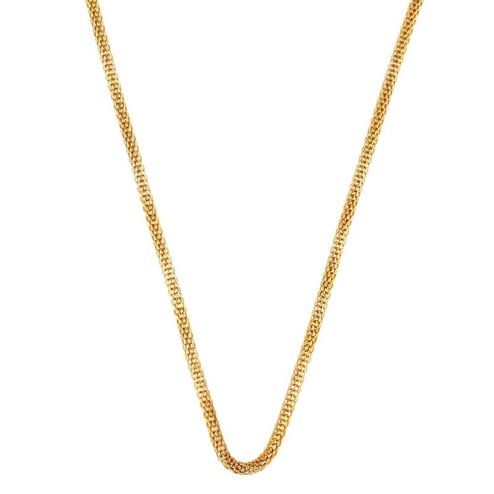 

Gold Nera Gold Plated Round Mesh Simple Stylish Daily Wear Light Weight Hollow Chain For Men Women