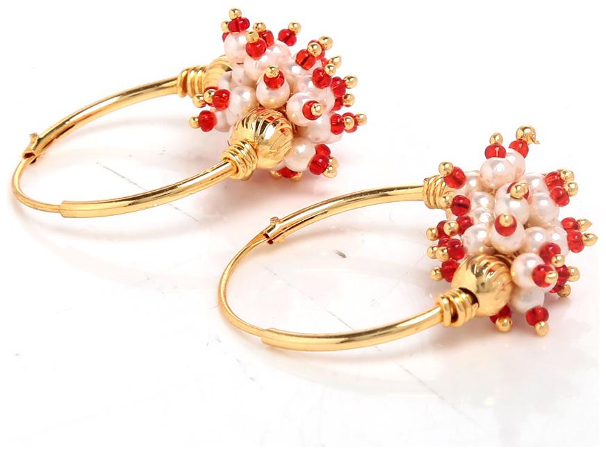 

Gold Nera Gold Red Hoop Earing For Women