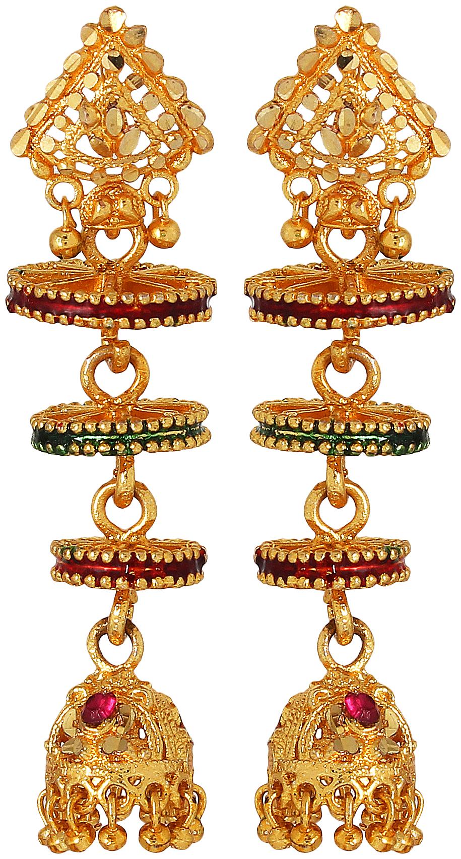 

Gold Nera Multi Colored Jhumki For Women