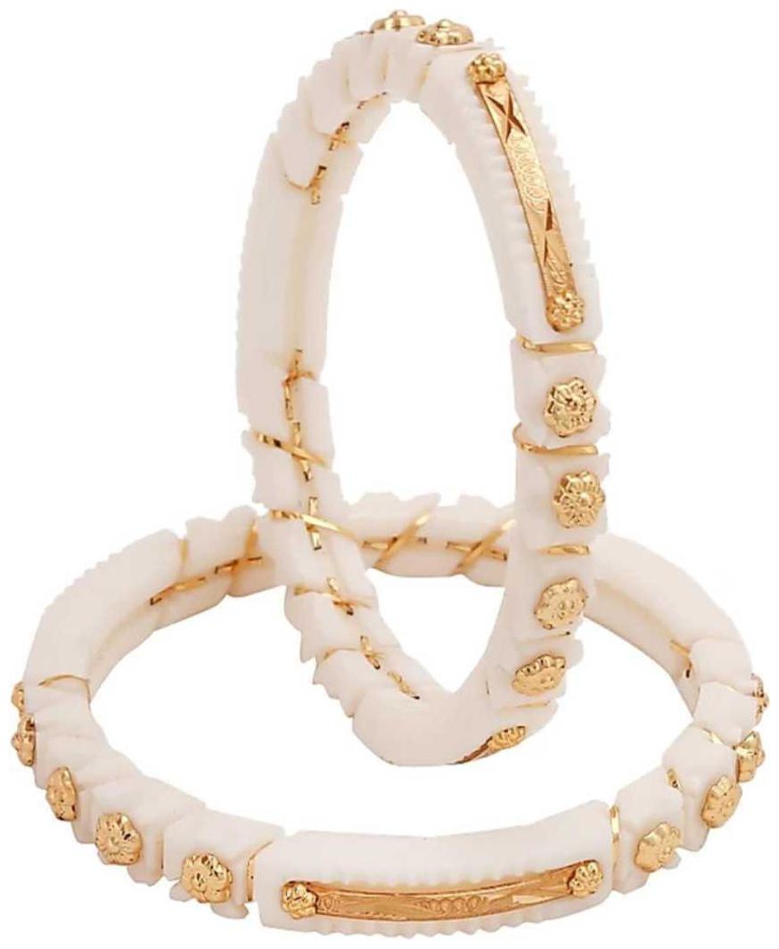 

Gold plated white shell shakha pola (pack of 2) for women