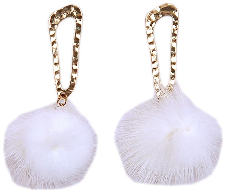

Gold Plated White Pom-Pom Dangler Earring for Women Girl