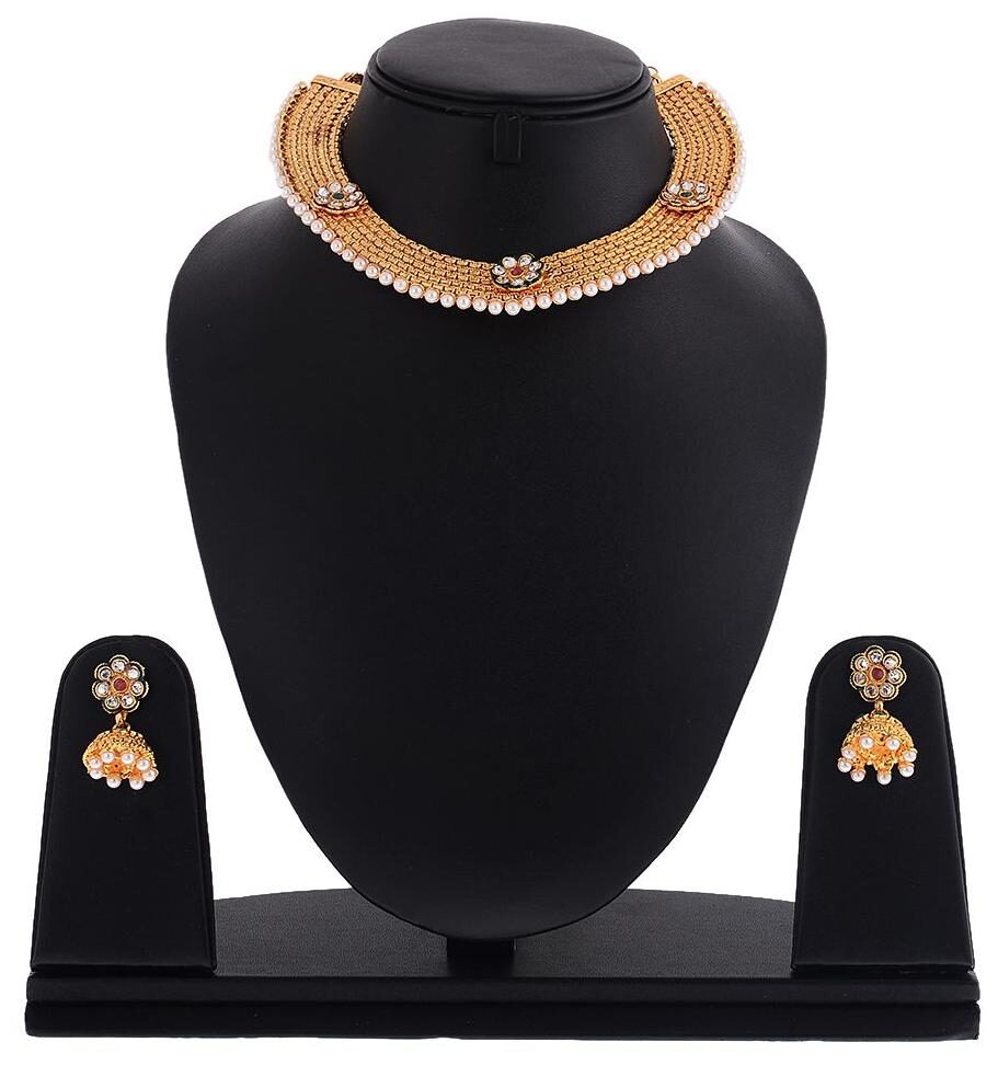 

Zeneme Gold Plated Choker Necklace studded with Pearls