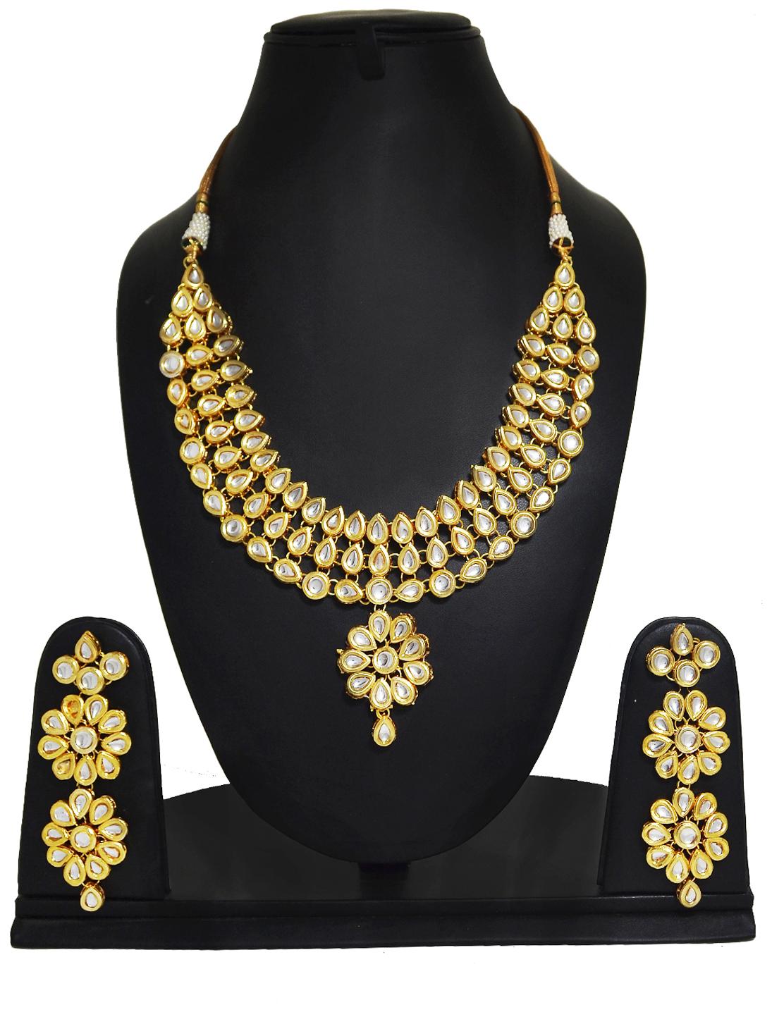 

Gold tone jewellery kundan bridal women neckalce set